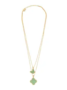 Moon Dust Women Gold-Toned & Green Brass Gold-Plated Layered Necklace