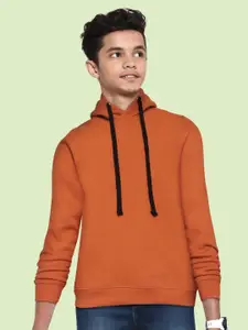UTH by Roadster Boys Rust Orange Solid Hooded Sweatshirt