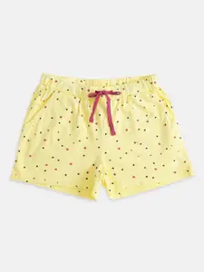 Pantaloons Junior Girls Yellow Printed Regular Shorts