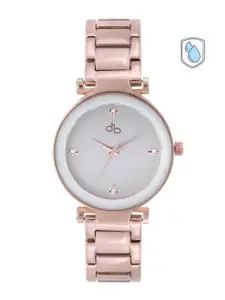 DressBerry Women Silver-Toned Dial & Rose Gold-Toned Straps Analogue Watch DB-SS21-2A