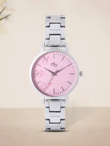 DressBerry Women Pink Dial & Silver-Toned Bracelet Style Straps Analogue Watch DB-SS21-4B