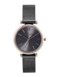 DressBerry Women Gunmetal-Toned Dial & Bracelet Style Straps Analogue Watch DB-SS21-5E