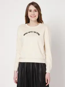 Vero Moda Women Beige Printed Sweatshirt
