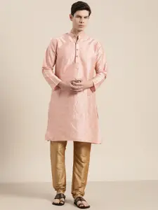 SOJANYA Men Pink Regular Kurta with Churidar