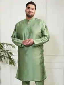 VASTRAMAY Men Green & gray green Thread Work Kurta
