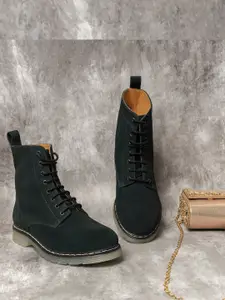 Saint G Women Green Suede Leather Ankle Boots