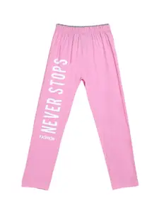 SWEET ANGEL Boys Pink Solid Straight-Fit Pure Cotton Track Pants