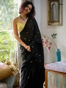 Suta Black Embellished Sequinned Pure Cotton Saree