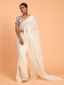 Suta White Woven Zari Striped Pure Handloom Cotton Saree