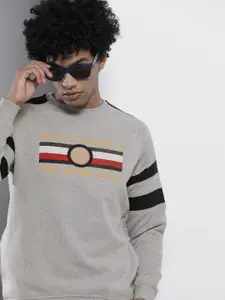 The Indian Garage Co Men Charcoal Colourblocked Sweatshirt