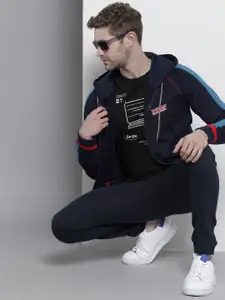 The Indian Garage Co Men Navy Blue Hooded Sweatshirt