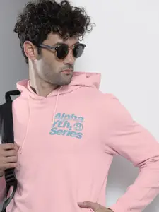 The Indian Garage Co Men Pink Hooded Sweatshirt