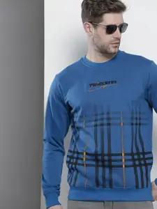 The Indian Garage Co Men Blue Checked Sweatshirt