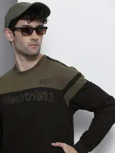 The Indian Garage Co Men Black Colourblocked Sweatshirt