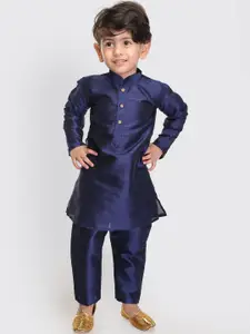 VASTRAMAY Boys Blue Silk Blend Kurta with Pyjamas