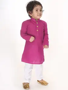 VASTRAMAY Boys Purple Regular Pure Cotton Kurta with Pyjamas