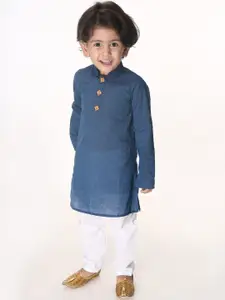 VASTRAMAY Boys Blue Regular Pure Cotton Kurta with Pyjamas