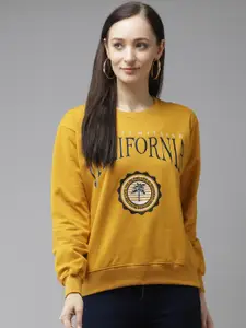 The Dry State Women Mustard Printed Sweatshirt