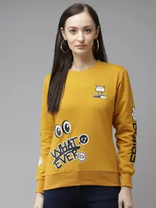 The Dry State Women Mustard Printed Sweatshirt