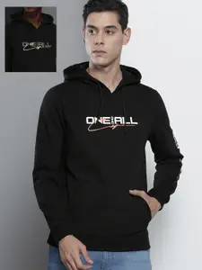 The Indian Garage Co Men Black Printed Hooded Sweatshirt