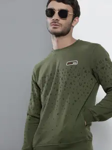 The Indian Garage Co Men Olive Green Printed Sweatshirt