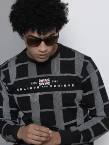 The Indian Garage Co Men Black Checked Sweatshirt