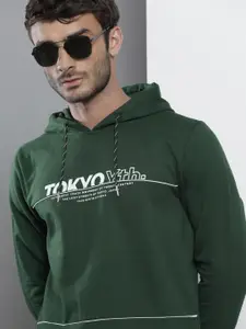 The Indian Garage Co Men Green Printed Hooded Sweatshirt
