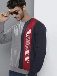 The Indian Garage Co Men Grey Colourblocked Sweatshirt