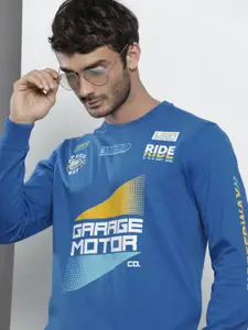 The Indian Garage Co Men Blue Printed Sweatshirt