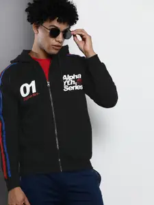 The Indian Garage Co Men Black Hooded Sweatshirt