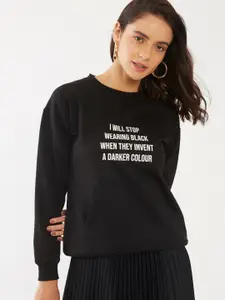 Zink London Women Black Printed Sweatshirt