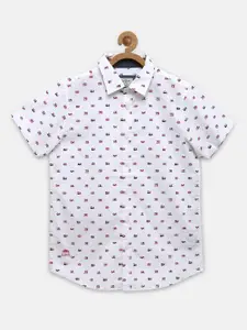 Pepe Jeans Boys White Opaque Printed Casual Shirt