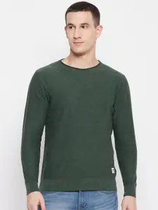QUBIC Men Olive Green Solid Pullover Sweater