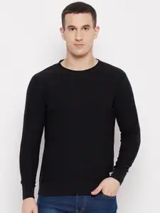 QUBIC Men Black Cotton Pullover Sweater