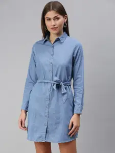 The Souled Store Blue Denim Shirt Dress