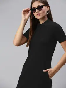 The Souled Store Black Solid T-shirt Dress