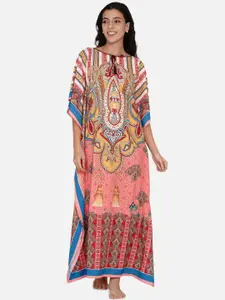 The Kaftan Company Women Multicolored Printed Maxi Nightdress