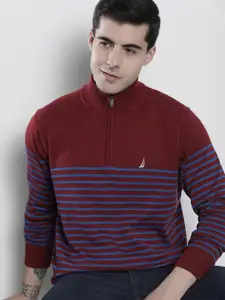 Nautica Men Striped Pullover with Embroidered Detail