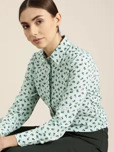 her by invictus Women Green Floral Printed Casual Shirt