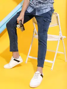HIGHLANDER Men Slim Fit Light Fade Cargo Pocket Jeans