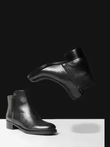 Saint G Women Black Leather Handcrafted Ankle Boots