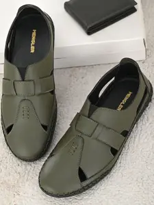 MENGLER Men Olive Green Shoe-Style Sandals