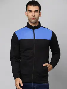 Campus Sutra Men Black Cotton Colourblocked Windcheater Bomber Jacket