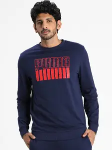 Puma Men Navy Blue & Red Printed Sweatshirt