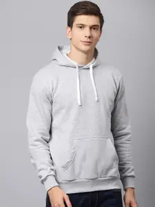 Campus Sutra Men Grey Hooded Cotton Sweatshirt