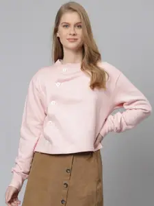 Campus Sutra Women Pink Sweatshirt
