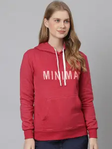 Campus Sutra Women Maroon Printed Hooded Sweatshirt