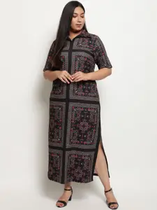 Amydus Women Plus Size Black & Red Ethnic Motifs Maxi Dress