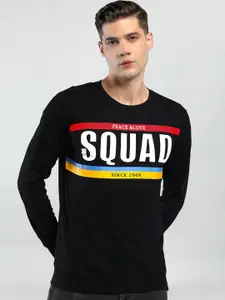 Maniac Men Black Typography Printed Pure Cotton T-shirt