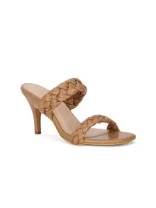 Bruno Manetti Women Beige Textured Open Back Slim Heels